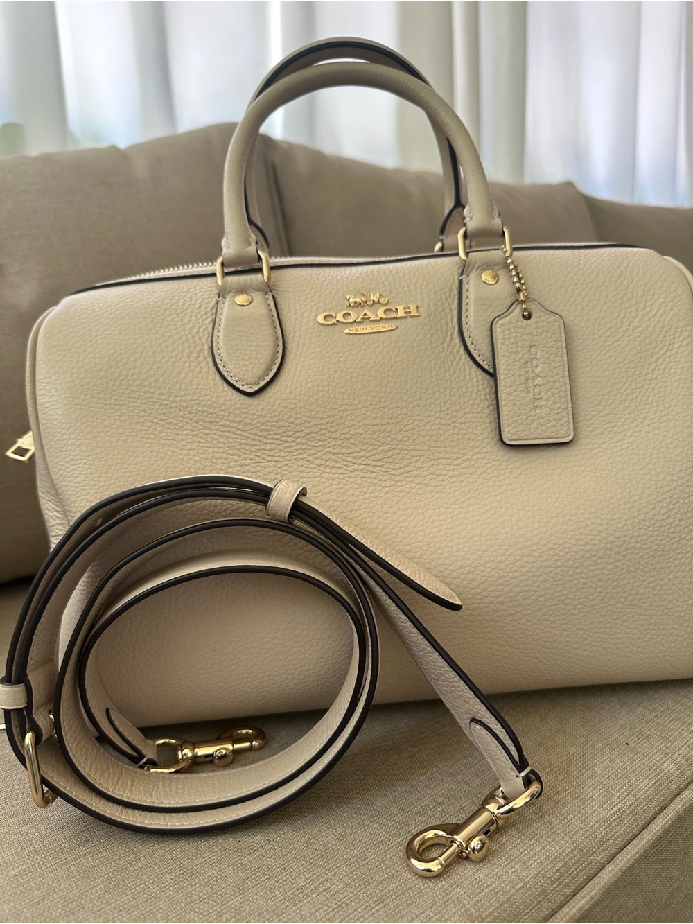 Rowan Large Satchel Bag in Ivory - Picture 8 of 9